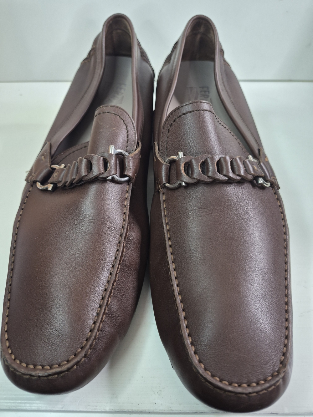 Salvatore Ferragamo Men's Brown Leather Slip-On Loafers